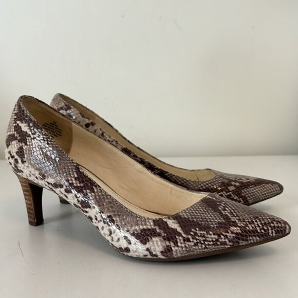 Women’s Anne Klein Flex leather snakeskin print pumps/heels size 7 - Picture 2 of 10